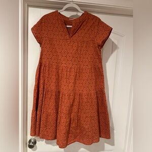 Roller Rabbit Boho Eyelet Lace Tiered Burnt Orange Pamela Dress size M